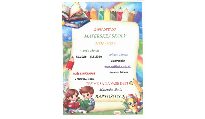 Zápis detí do MATERSKEJ  ŠKOLY